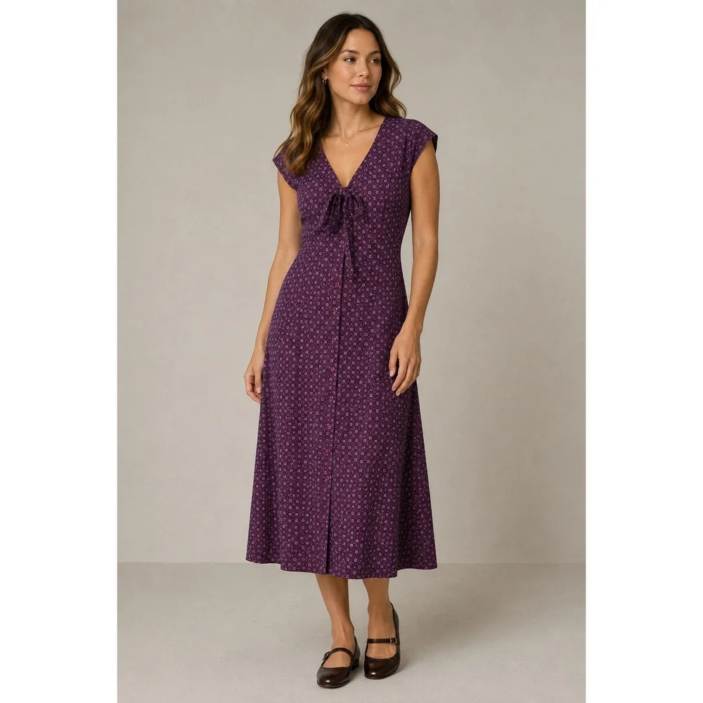 Danny & Nicole Purple Floral Maxi Dress Boho Cottagecore Retro Purple‎ Poly 12